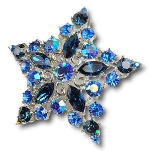 Vintage Brooch Signed Lisner Mid Century Blue Star